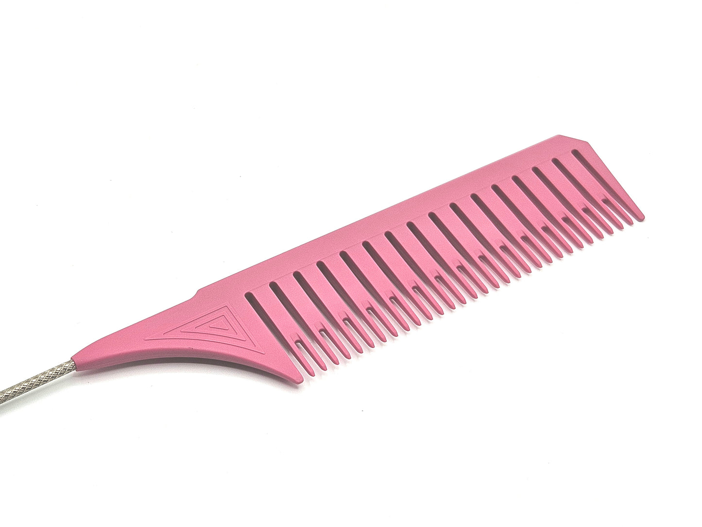 10"L Pink Rat Tail Comb with Metal Pin – Professional Hair Styling & Sectioning Tool